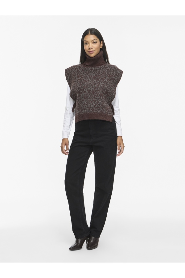 Poncho Léopard Coffee Bean VILEOLINE VILA - 1 | TOP